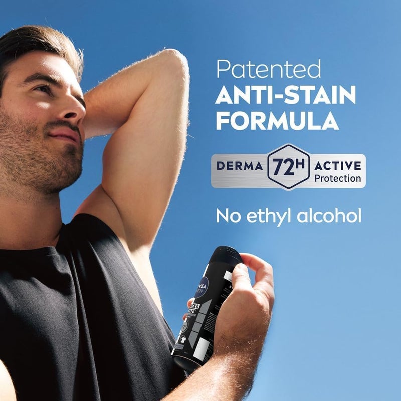 NIVEA MEN Antiperspirant Spray, Black & White Invisible Protection Original, 3x150ml - Image 5